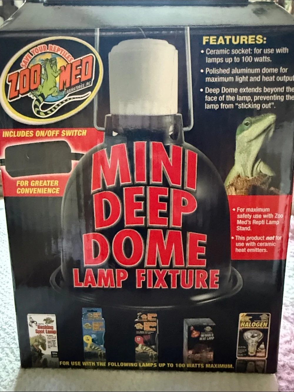 Mini Deep Dome Lamp Fixture - Black